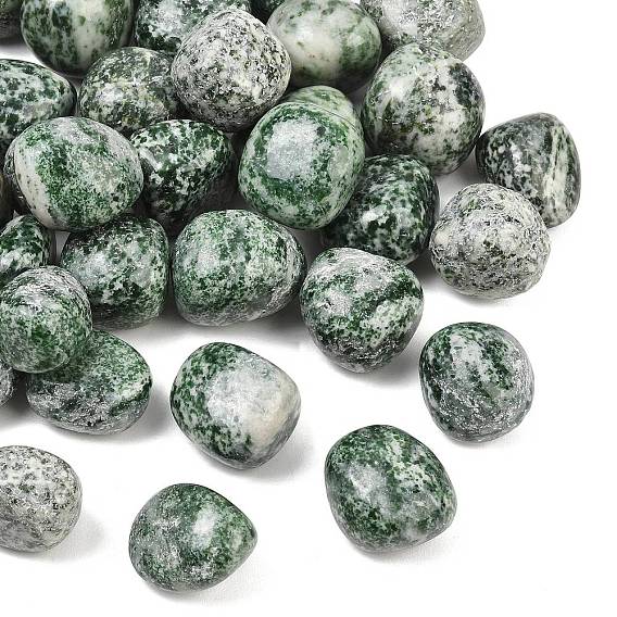 Natural Green Spot Jasper Beads, Tumbled Stone, Nuggets, No Hole/Undrilled, Vase Filler Gems/Undrilled, Vase Filler Gems