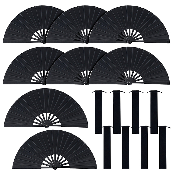 Складной веер из пластика и полиэстера, с бархатными упаковочными мешочками, для вечеринки свадебное танцевальное украшение