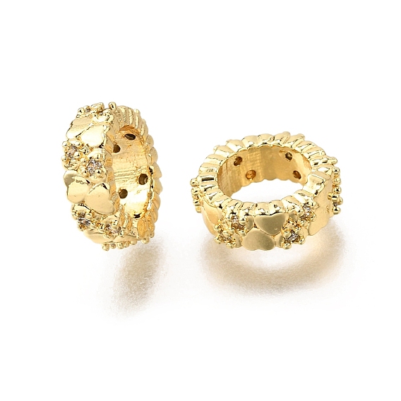 Латунные микро проложить Цирконий Европейский бисером, плоско-круглые, стойки покрытие, без кадмия и без свинца, долговечный