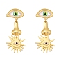 Golden Zinc Alloy Dangle Stud Earrings, Eye & Nose & Sun Long Drop Earrings