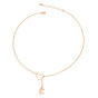Heart & Initial Letter E Alloy Pendants Lariat Necklaces for Women