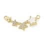 Шармы-соединители из латуни с микропаве из прозрачного кубического циркония, звезда, с оболочкой, без свинца и без кадмия, долговечный
