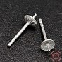 925 Sterling Silver Cup Ear Stud Findings, Earring Posts, 13x4mm, Pin: 1mm, about 86pcs/20g