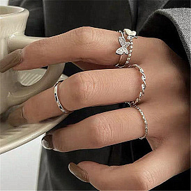 Creative Butterfly Spiral Ring Set for Women - Minimalist Design, Adjustable Knuckle Rings