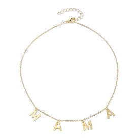 304 Stainless Steel Letter MAMA Pendant Necklace, Brass Cable Chains Necklaces