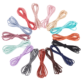 BENECREAT 15Strands 15 Colors Nylon Elastic Cords, for DIY Hair Accessories, Flat
