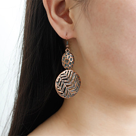 Retro Honeycomb Cutout Wave Pattern Earrings Pendant for Women