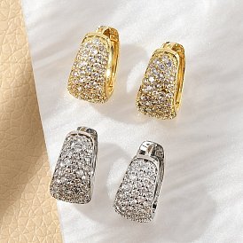 Латунные серьги-кольца из прозрачного кубического циркония, стойки покрытие, долговечный, без свинца и без кадмия