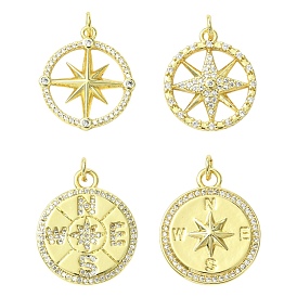 8 шт 4 стили латунные подвески из микропаве с фианитом, без кадмия и без свинца, стойки покрытие, долговечный, с целью перехода в кольце