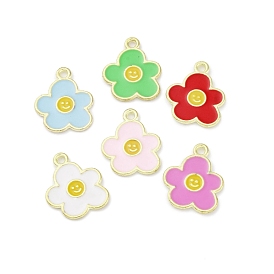 Подвески из эмали и сплава, золотые, Очарование цветка с улыбающимся лицом