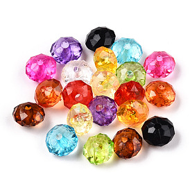 Transparency Acrylic Beads, Flat Round, Faceted