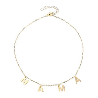 304 Stainless Steel Letter MAMA Pendants Necklace, Brass Cable Chains Necklaces