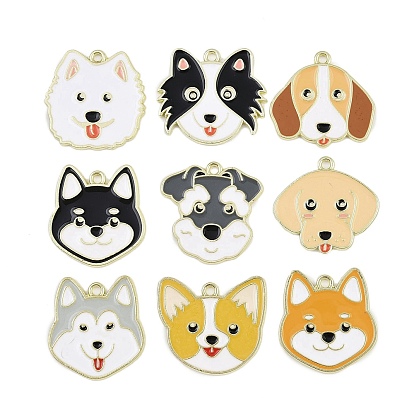 Подвески из эмали и сплава, собачий шарм, золотые