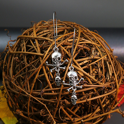Creepy Skull Spiderweb Earrings for Halloween Costume Party