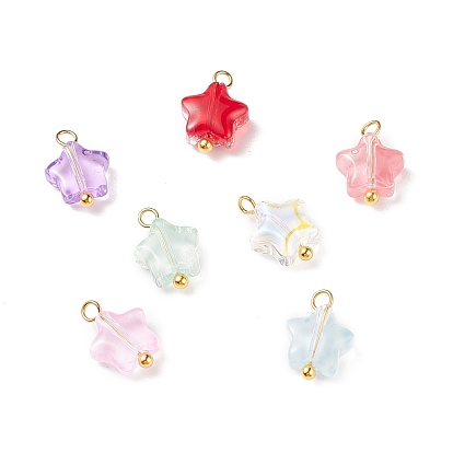 Glass Pendant, with Brass Findings, Star