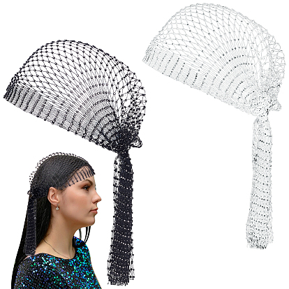 2 шт. 2 цветная сетка со стразами ажурная повязка на голову блестящие платки