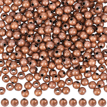 600Pcs Brass Smooth Round Beads, Seamed Spacer Beads