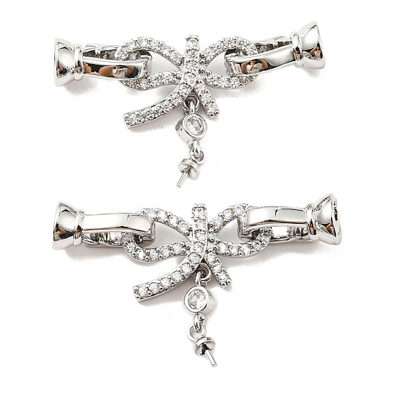 Латунное микропейв, прозрачный кубический цирконий, складные застежки, без кадмия и без свинца, бантом