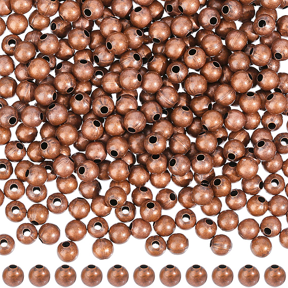 600Pcs Brass Smooth Round Beads, Seamed Spacer Beads