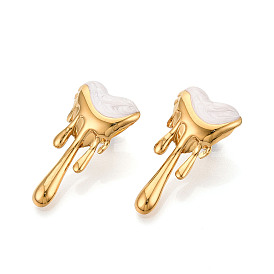 Сердце 304 серьги-гвоздики из нержавеющей стали с эмалью, ионное покрытие (ip), реальный 18 k позолоченный