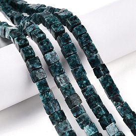 Нити бусин из натурального кунжутного яшмы/киви, кубические