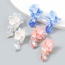 Elegant Acrylic Flower Earrings - Exaggerated, European and American Style, Graceful and Elegant.