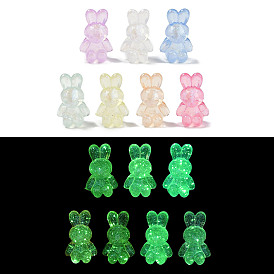 Luminous Transparent Acrylic Beads, with Glitter Power, Glow in the Dark, Rabbite