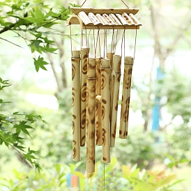Campanas de viento de tubo de bambú, decoraciones colgantes de techo