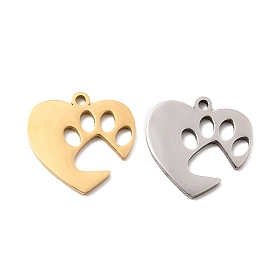 304 подвески из нержавеющей стали, подвеска в виде отпечатка лапы в форме сердца