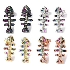 Серьги-гвоздики из латуни с микрокубическим цирконием, долговечный, без свинца и без кадмия, елочка