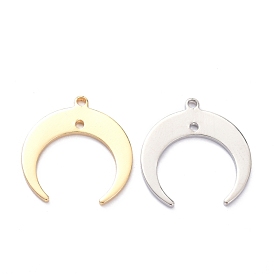 Brass 2-Loop Link Connectors, Long-Lasting Plated, Double Horn/Crescent Moon