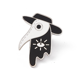 Plague Doctor/Crow with Sickle Enamel Pin, Platinum Brass Brooch for Backpack Clothes