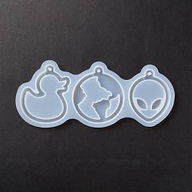 DIY Duck & Earth & Face Pendant Silhouette Silicone Molds, Quicksand Molds, Resin Casting Molds, for UV Resin & Epoxy Resin Craft Making