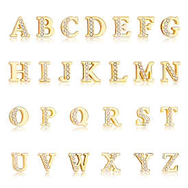 Alloy Slide Charms, with Crystal Rhinestone and Initial Letter A~Z