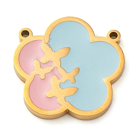 304 нержавеющей стальной эмали подвески, цветок с подвеской в виде бабочки, золотые, ионное покрытие (ip)