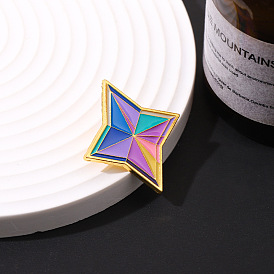 3D Geometric Gem Enamel Metal Pin for Anime Fans and Fashion Accessories