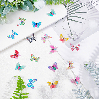 CHGCRAFT 48Pcs 12 Colors Printed Brass Pendants, Etched Metal Embellishments, Butterfly