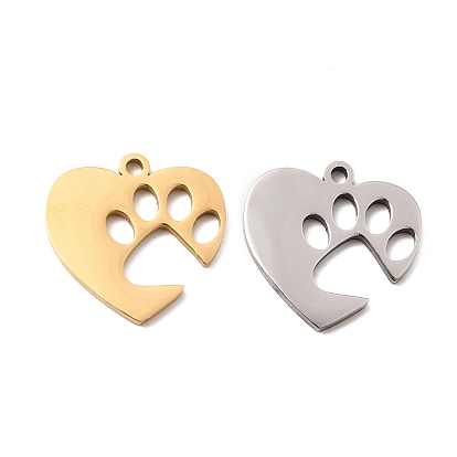 304 подвески из нержавеющей стали, подвеска в виде отпечатка лапы в форме сердца