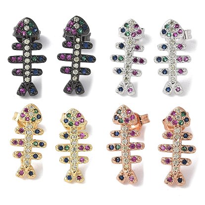 Серьги-гвоздики из латуни с микрокубическим цирконием, долговечный, без свинца и без кадмия, елочка