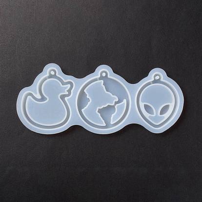 DIY Duck & Earth & Face Pendant Silhouette Silicone Molds, Quicksand Molds, Resin Casting Molds, for UV Resin & Epoxy Resin Craft Making
