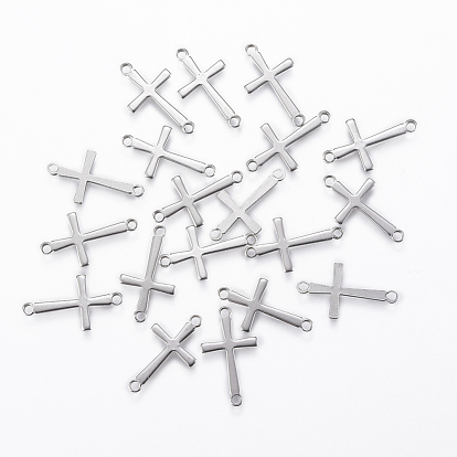 20Pcs 201 Stainless Steel Connector Charms, Religionm, Cross