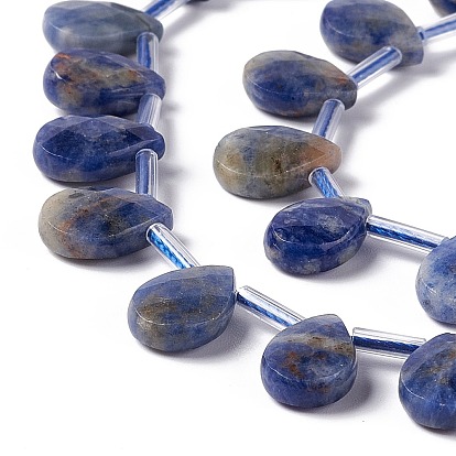 Natural Sodalite Beads Strands, Top Drilled Beads, Faceted, Teardrop