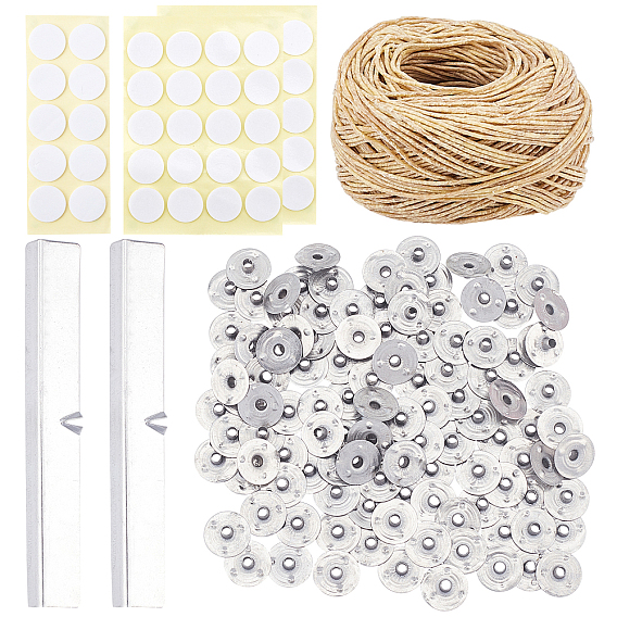 DIY Candle Making, with Candle Wick, Iron Candle Wick Base, Iron Candle Wick Holder Bar, Double-faced Self-adhesive Paper Stickers