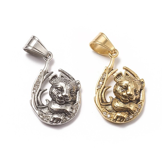 304 подвески из нержавеющей стали, с микро проложить кубического циркония, тигр