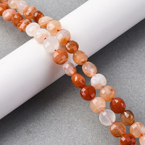 Натуральный красный ботсвана агат бисер пряди, граненый квадратный разрез, плоско-круглые