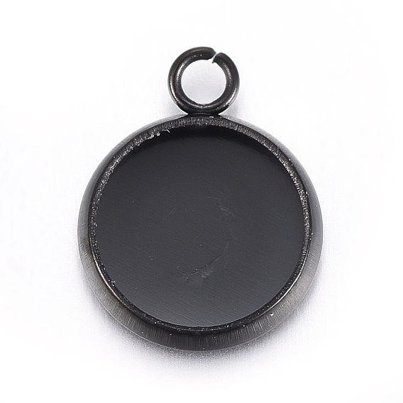 Stainless Steel Pendant Cabochon Settings, Flat Round