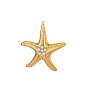 304 подвески из нержавеющей стали, очарование морской звезды, с натуральной жемчужиной, ионное покрытие (ip), реальный 18 k позолоченный