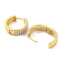 Brass Hoop Earrings with Imitation Pearl Beaded, Long-Lasting Plated, Cadmium Free & Lead Free