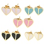 Heart Golden Brass Stud Earrings, with Enamel