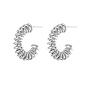 304 Stainless Steel Wire Wrap Spiral Stud Earrings, Half Hoop Earrings